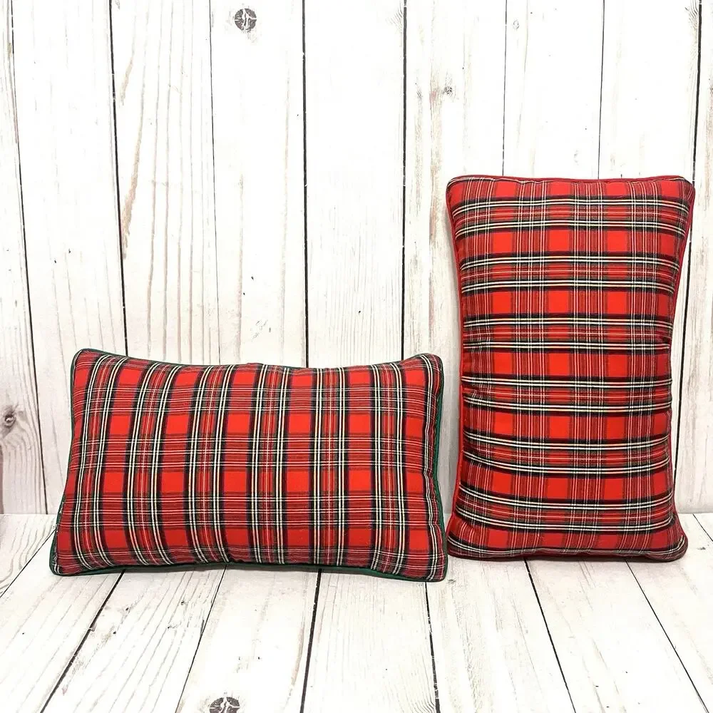 Set of 2 Small Christmas Throw Pillows Embroidered Holiday Angel & Songs